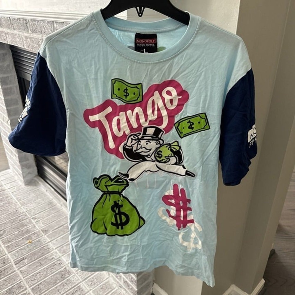 Monopoly Tango Hotel Collection Blue T-Shirt Men's Large Milburn Pennybags New